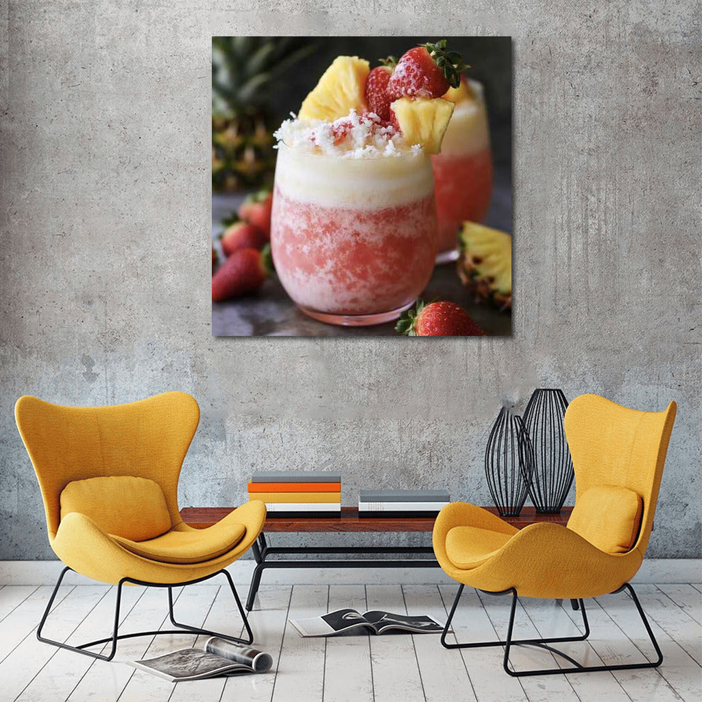 Tropical Blast: Coconut Strawberry Pineapple Cocktail