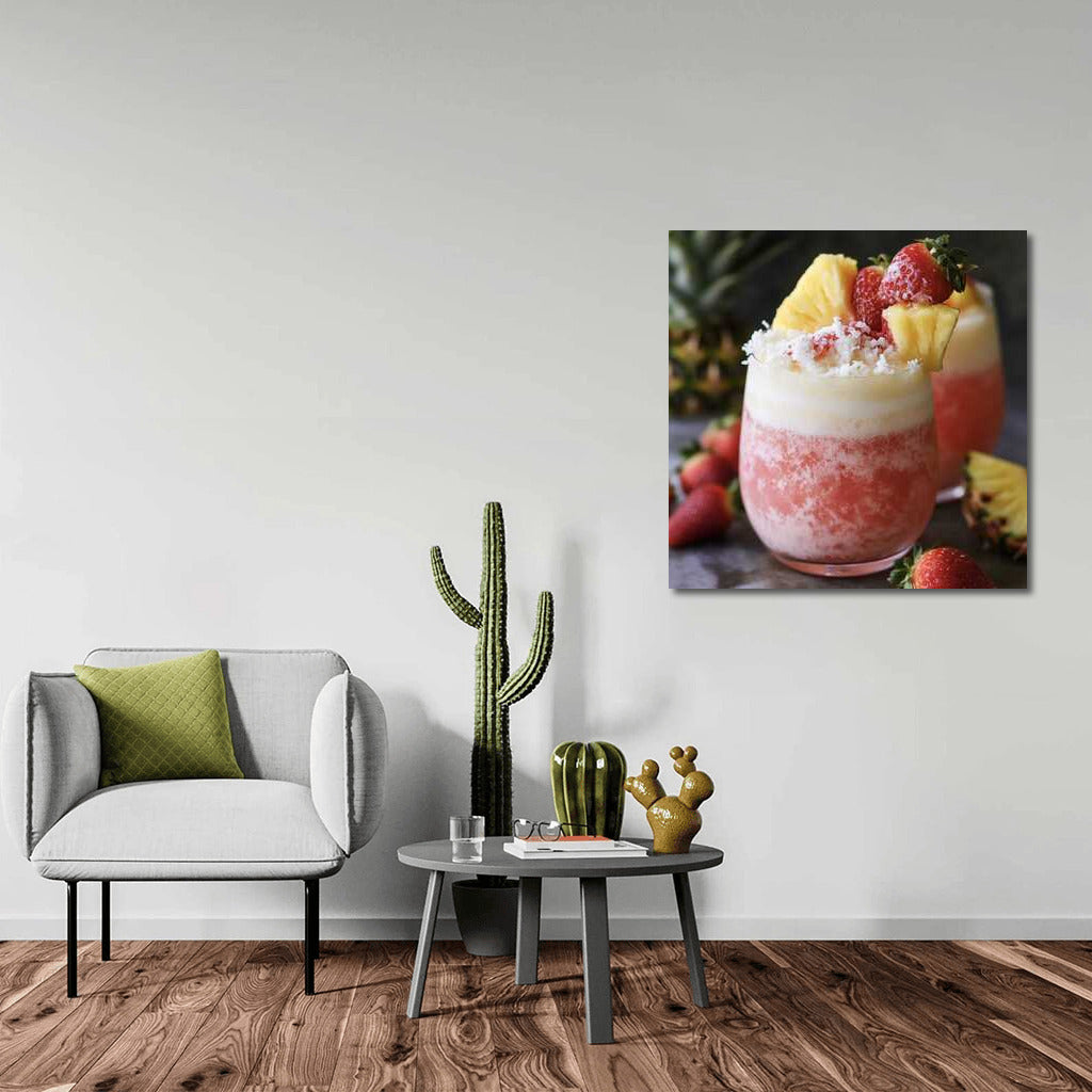 Tropical Blast: Coconut Strawberry Pineapple Cocktail