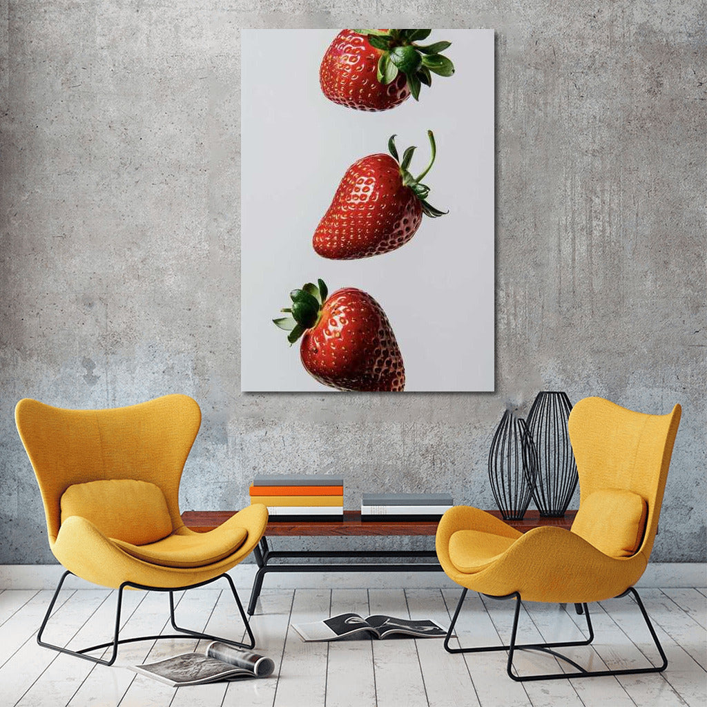 Floating Strawberry Desserts: Tasty Fantasy on the Wall