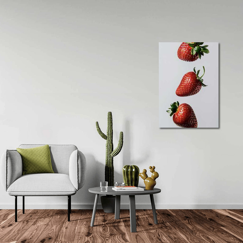 Floating Strawberry Desserts: Tasty Fantasy on the Wall