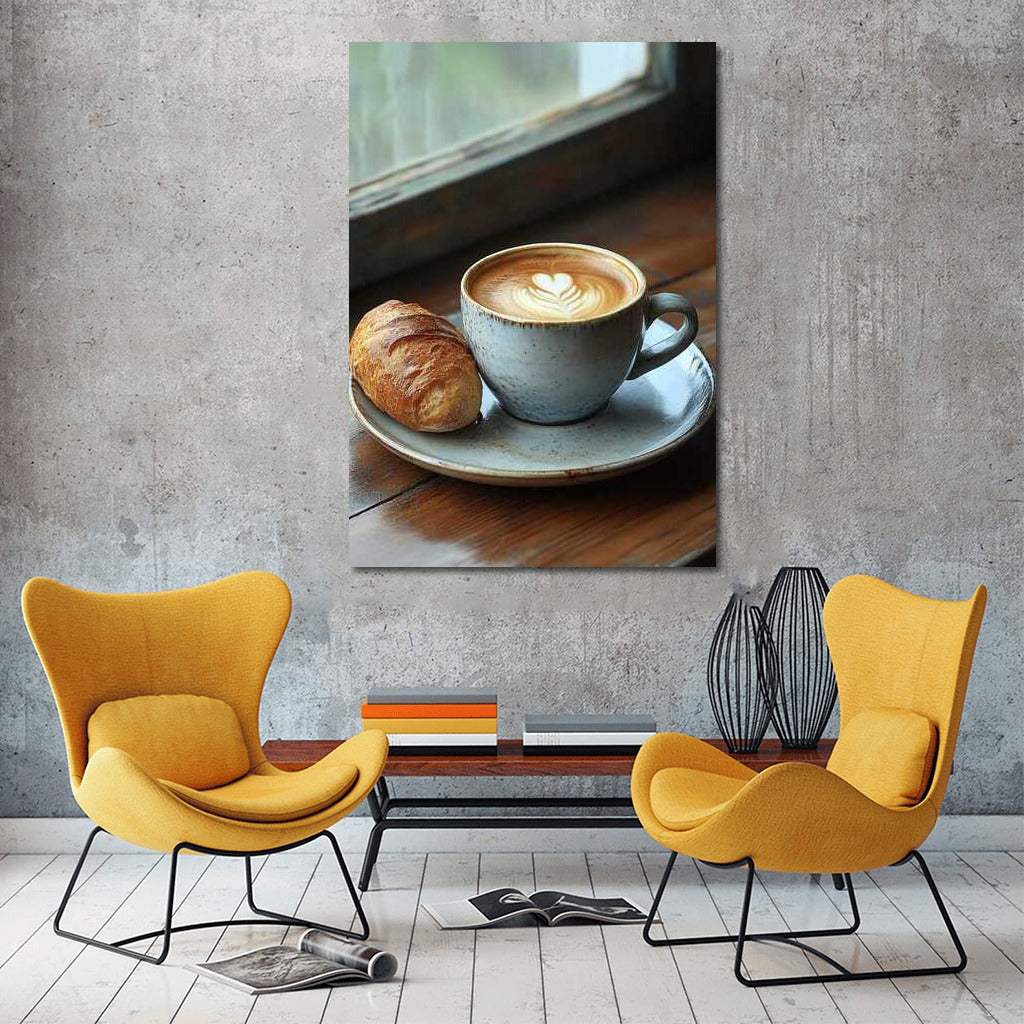 Morning Cappuccino and Fresh Croissant