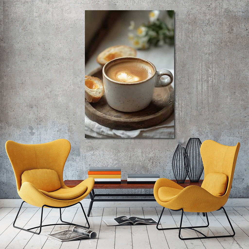 Morning Coffee with Crunchy Baguette: A Wall-Mounted Treat for Gourmets