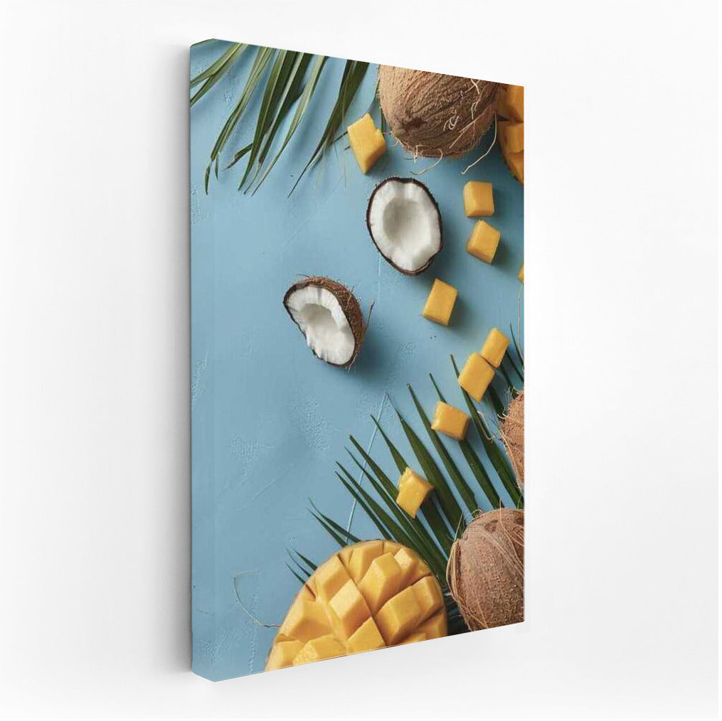 Tropical Waltz: Coconut and Mango on a Colourful Table
