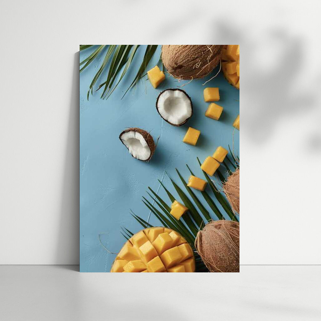 Tropical Waltz: Coconut and Mango on a Colourful Table