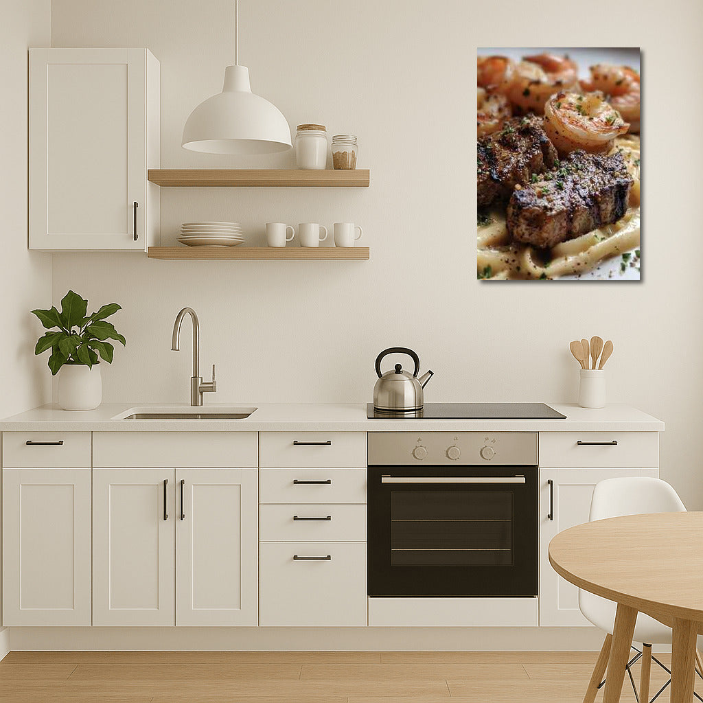 Gastronomic Symphony: Shrimp and Meat on Pasta