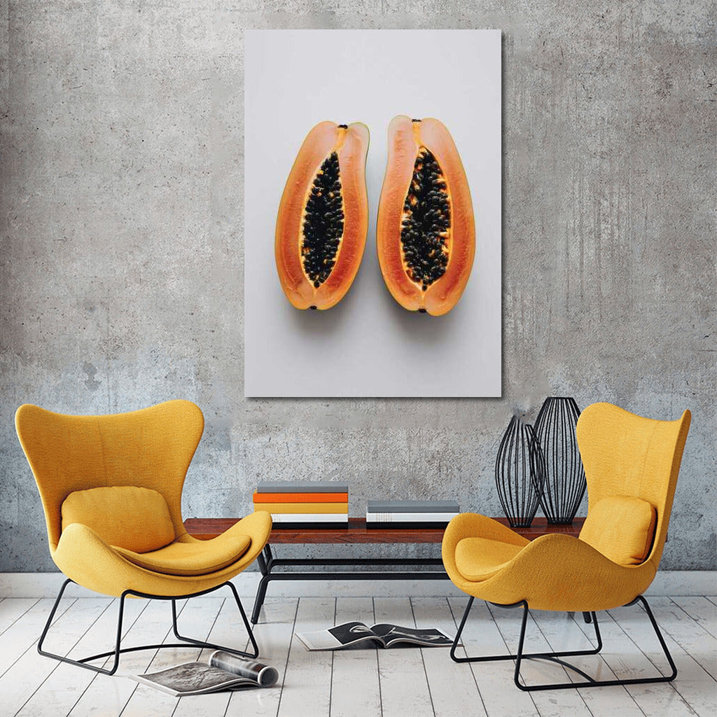 Tropical Dessert: Vibrant Papaya Halves