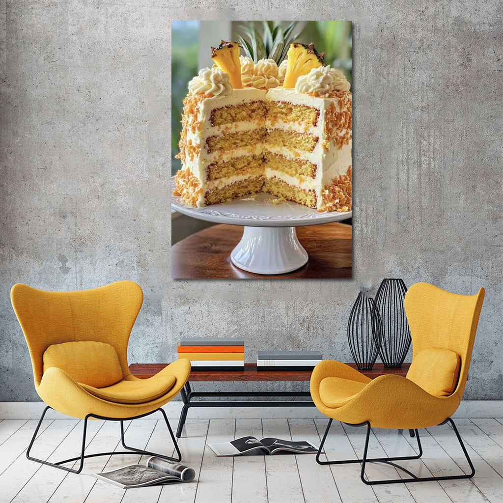 Sweet Pineapple Cake: Exotic Dessert for Wall Decor