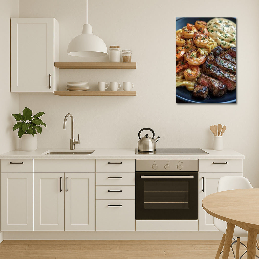 Gourmet Symphony: Shrimp, Steak and Pasta