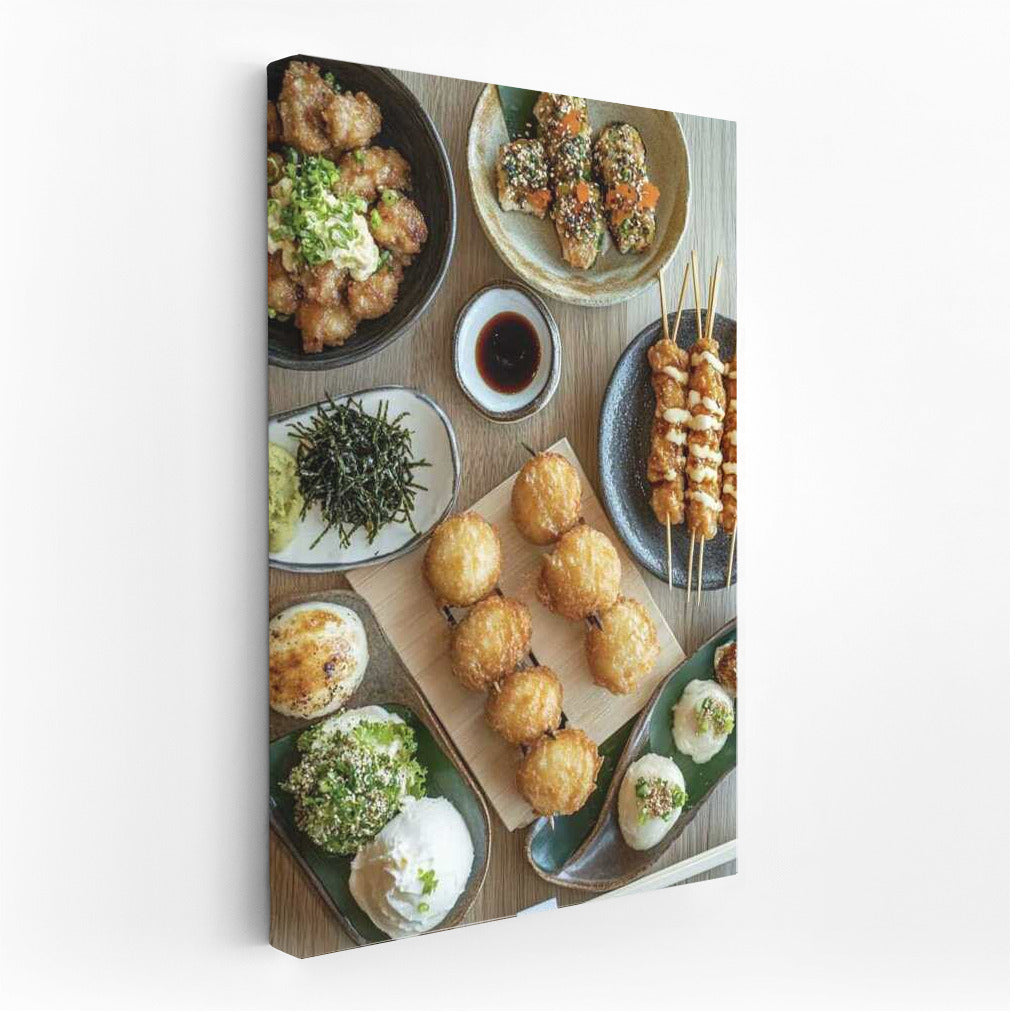 Japanese Delights: Chicken Skewers, Takoyaki and Rolls
