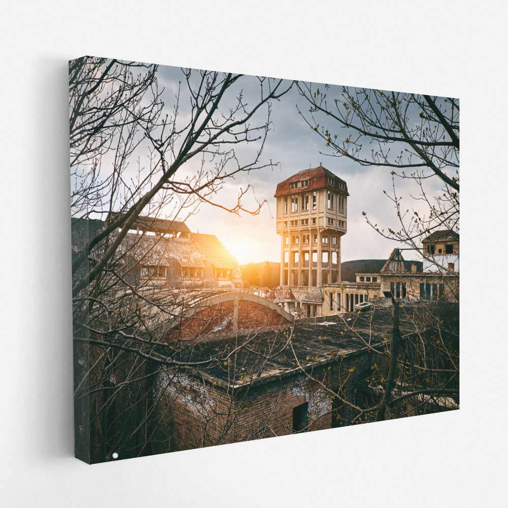 Sunset over the Abandoned City: Mysterious Architecture