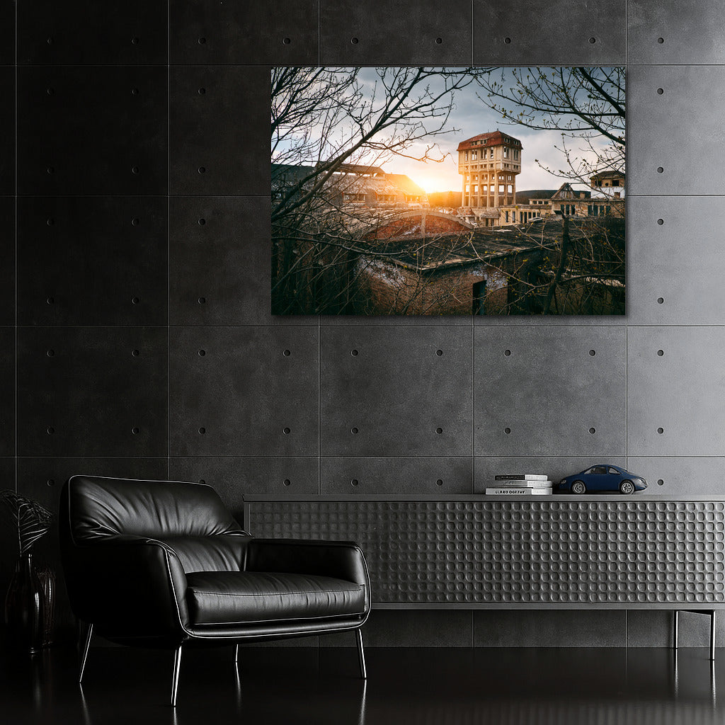 Sunset over the Abandoned City: Mysterious Architecture