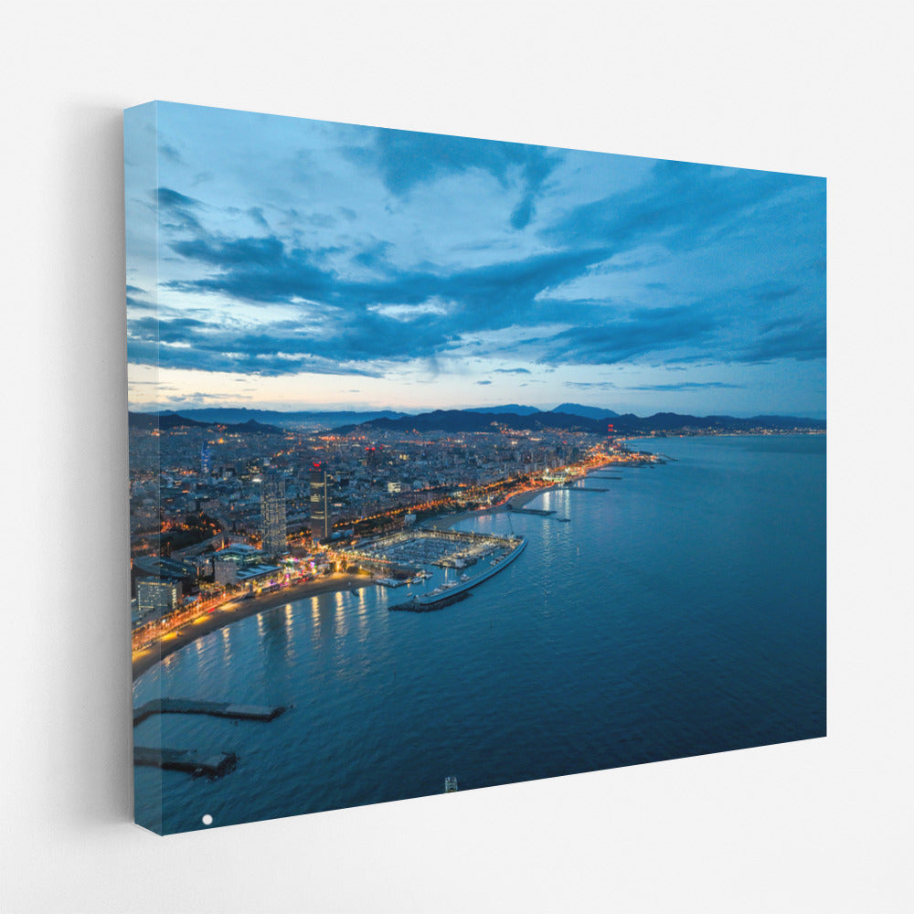 Twilight Barcelona: City Skylines and Sea Surface