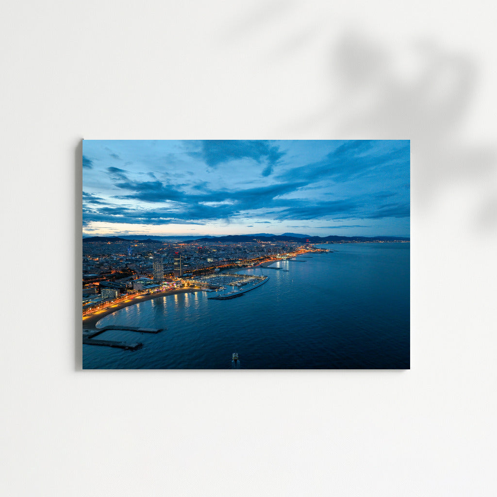 Twilight Barcelona: City Skylines and Sea Surface