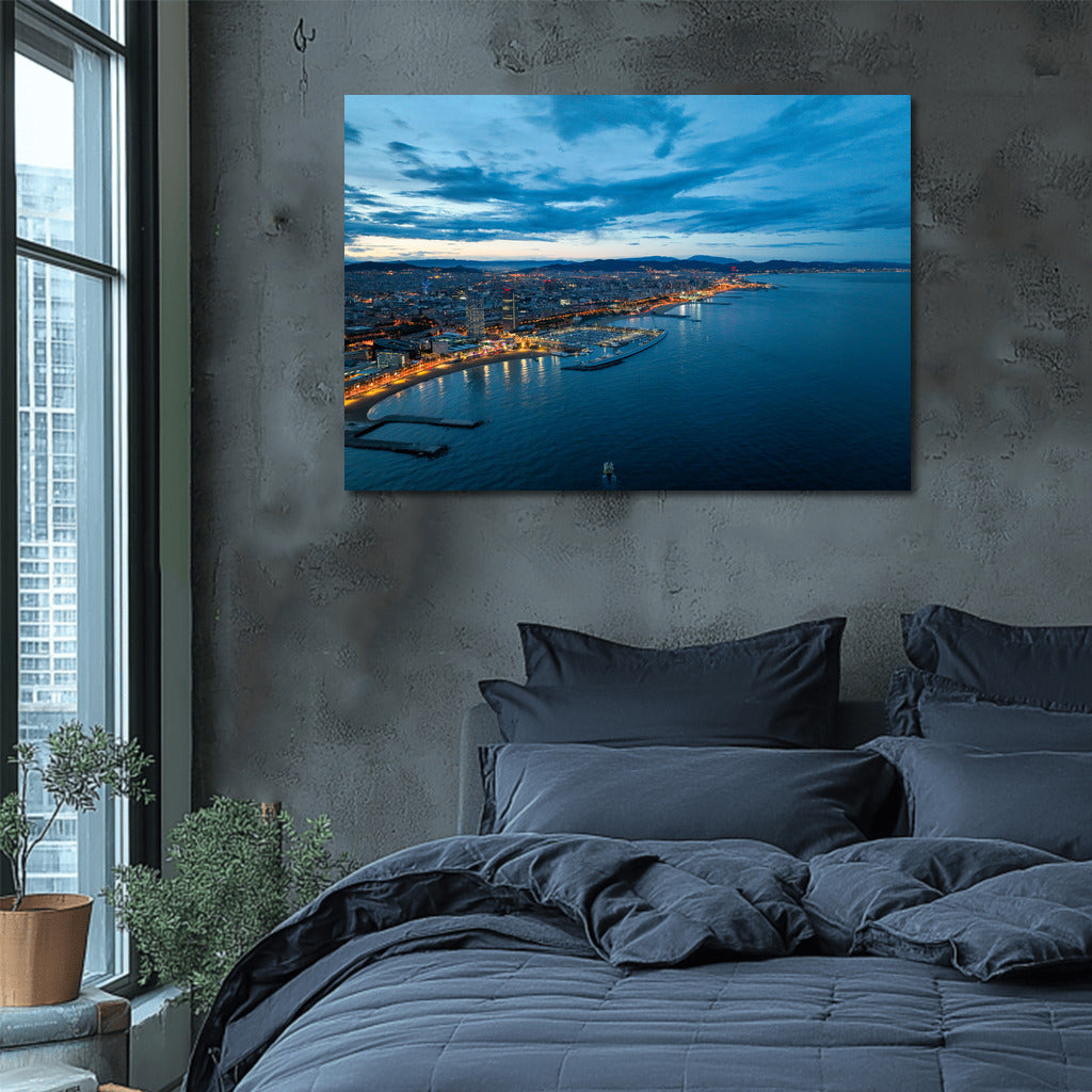 Twilight Barcelona: City Skylines and Sea Surface