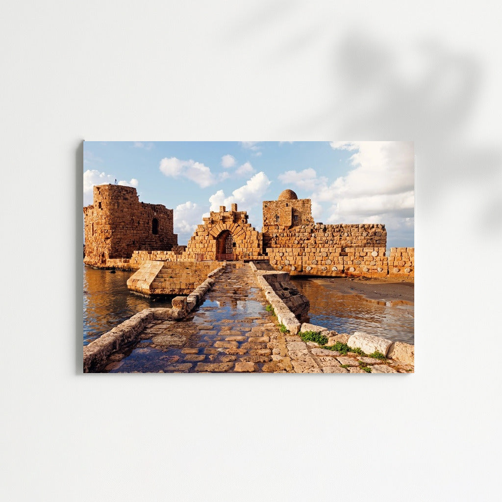 Ancient Beirut Castle: Blue Sky and Sea Surface