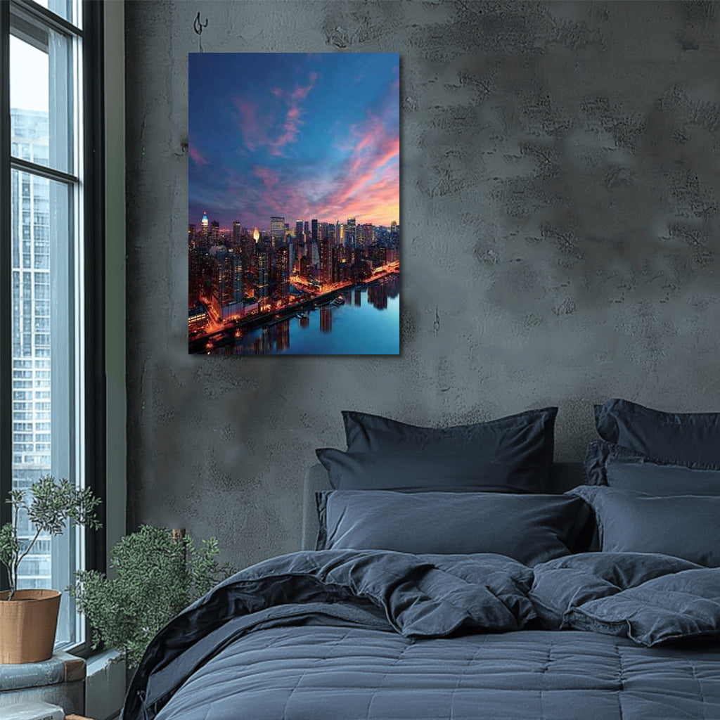 Chicago Evening Lights: Sunset and Cityscape