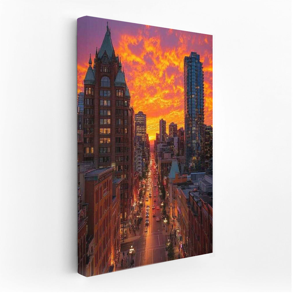 Sunset Charm of Chicago Skyline: Cityscapes Skylines USA