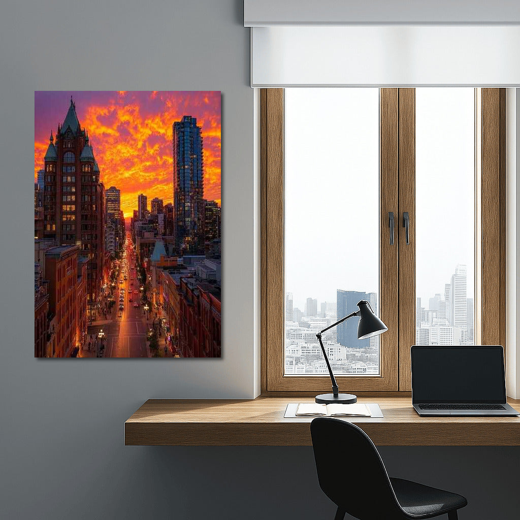 Sunset Charm of Chicago Skyline: Cityscapes Skylines USA