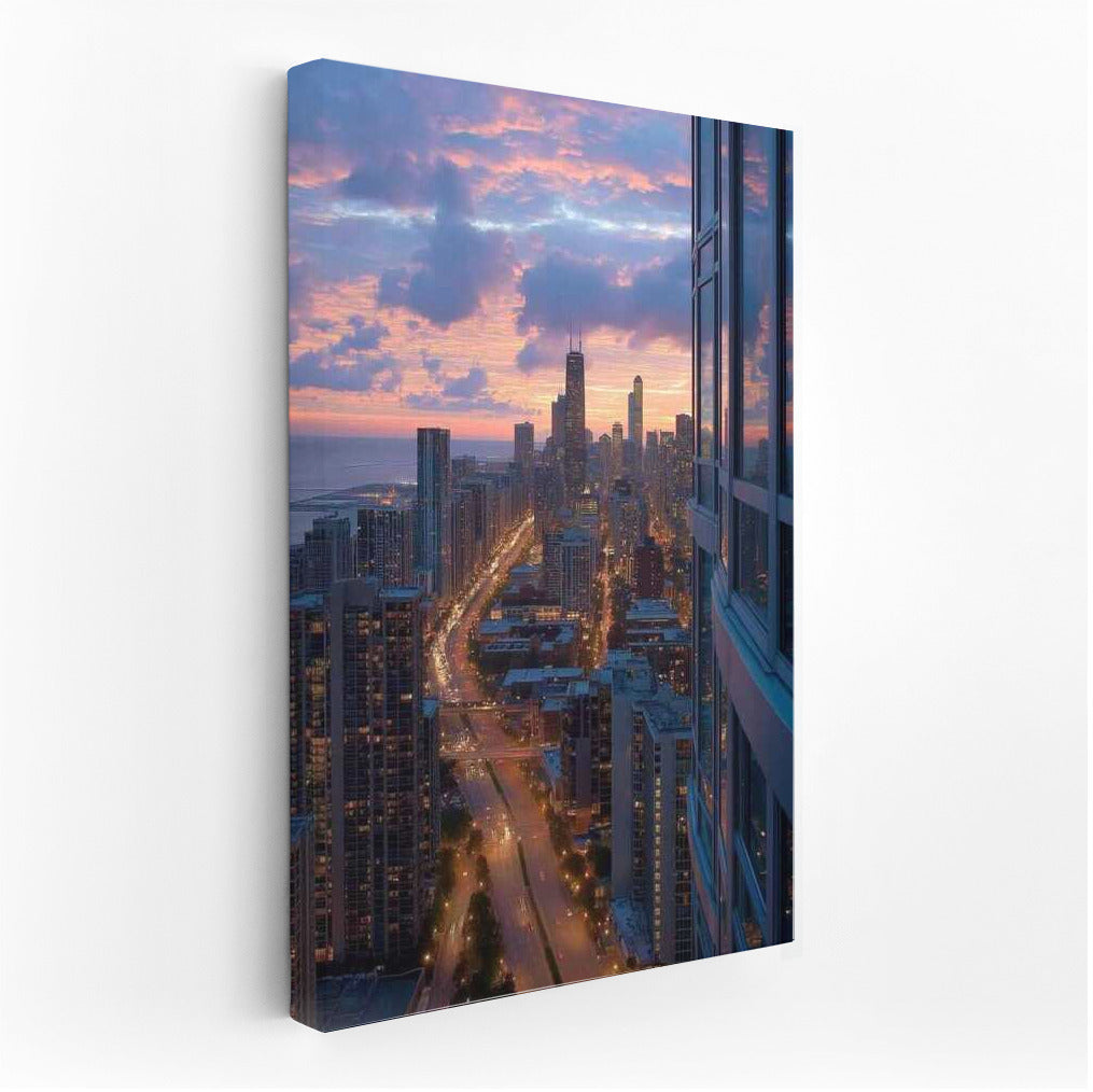 Chicago Sunset Charm: Cityscape