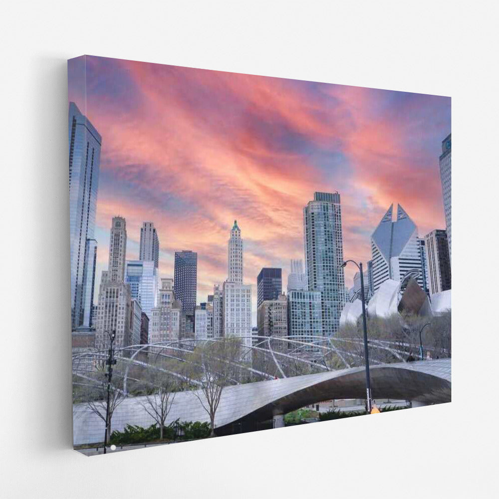 Chicago Sunset Symphony: Skyscrapers and Cityscapes