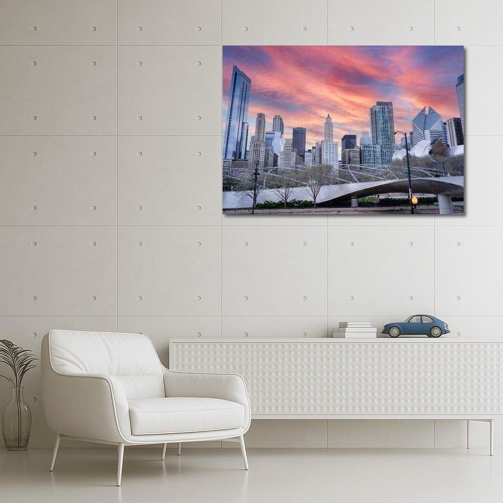 Chicago Sunset Symphony: Skyscrapers and Cityscapes
