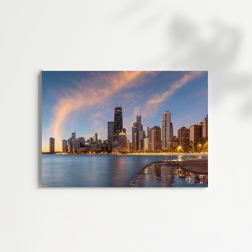 Evening Charm of Chicago: City of Lights and Clouds
