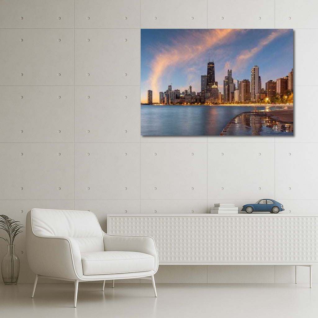 Evening Charm of Chicago: City of Lights and Clouds