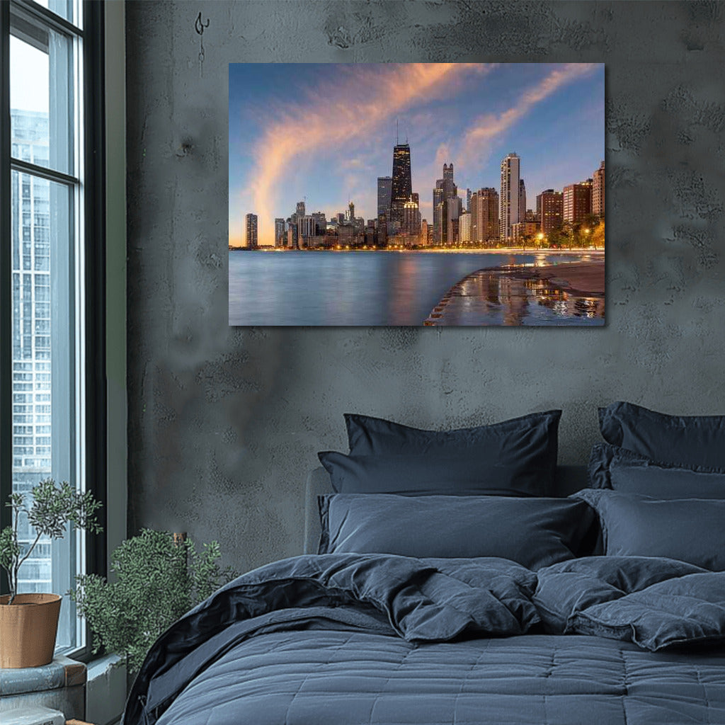 Evening Charm of Chicago: City of Lights and Clouds