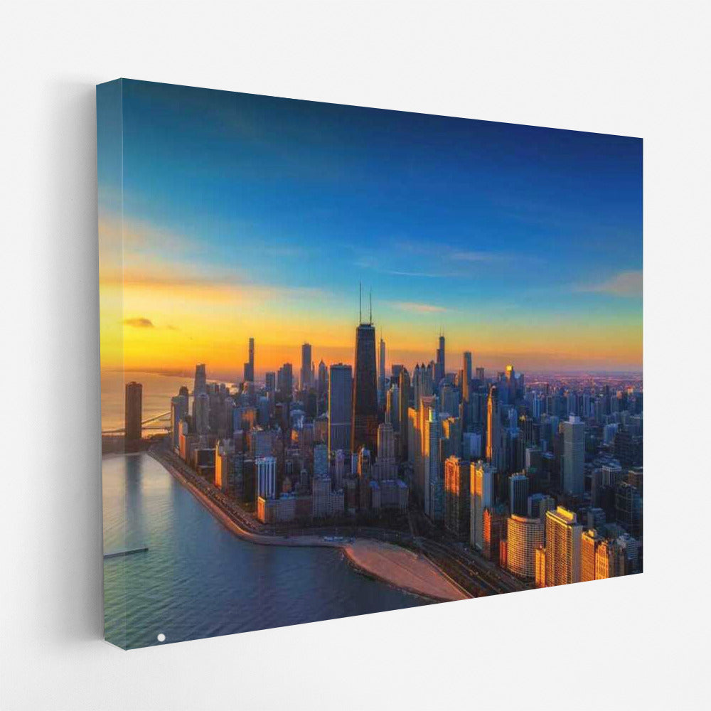 Chicago Sunset Glow: Evening Cityscape