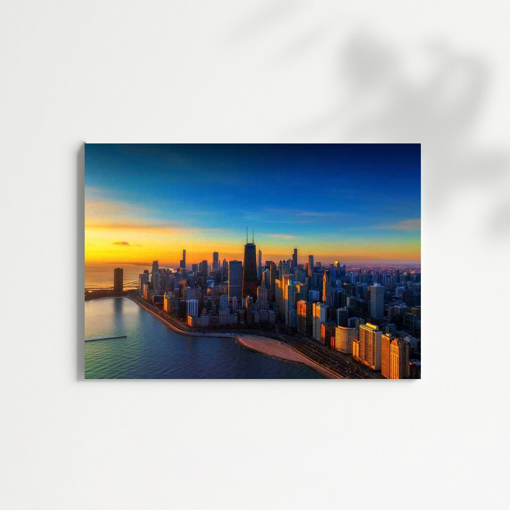 Chicago Sunset Glow: Evening Cityscape