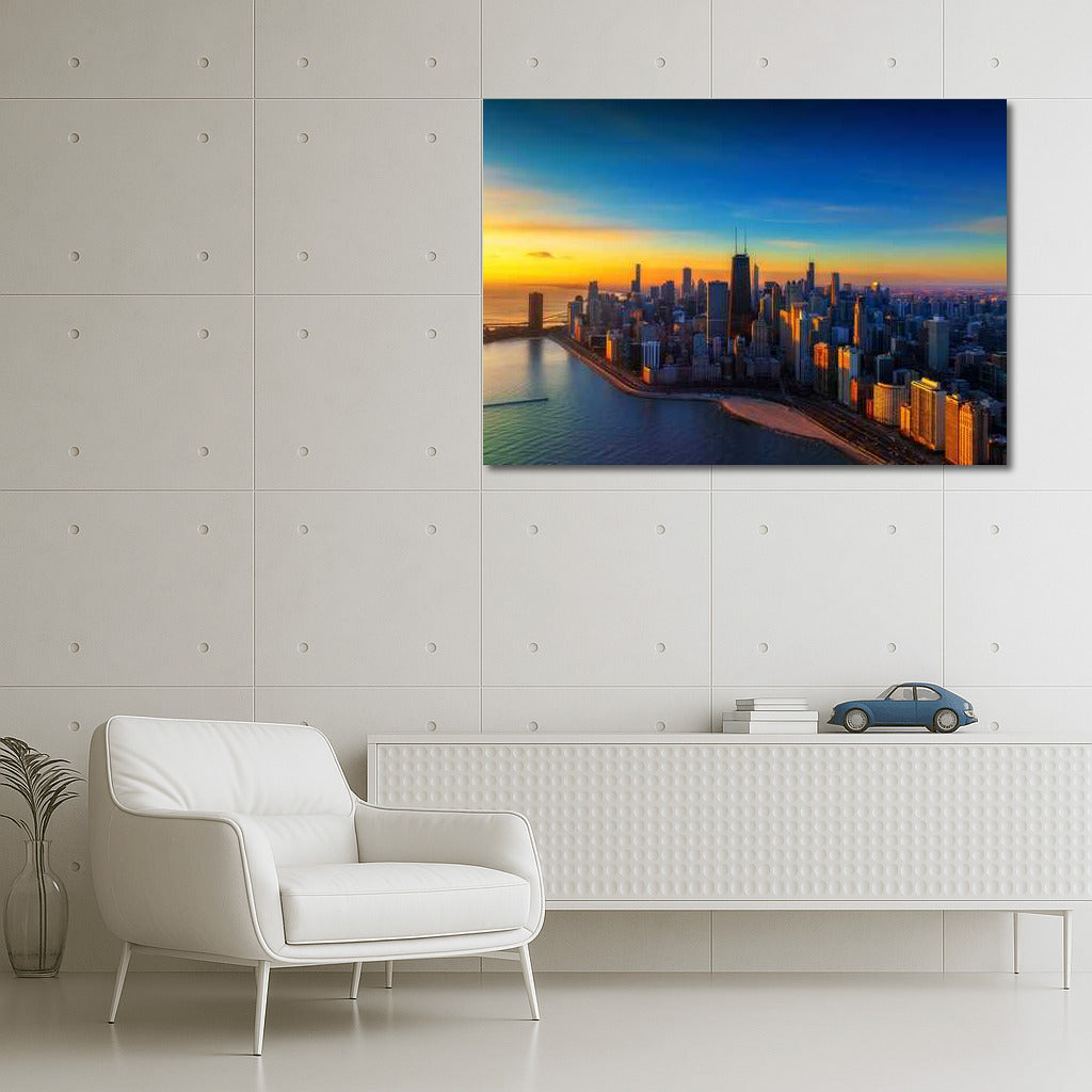 Chicago Sunset Glow: Evening Cityscape