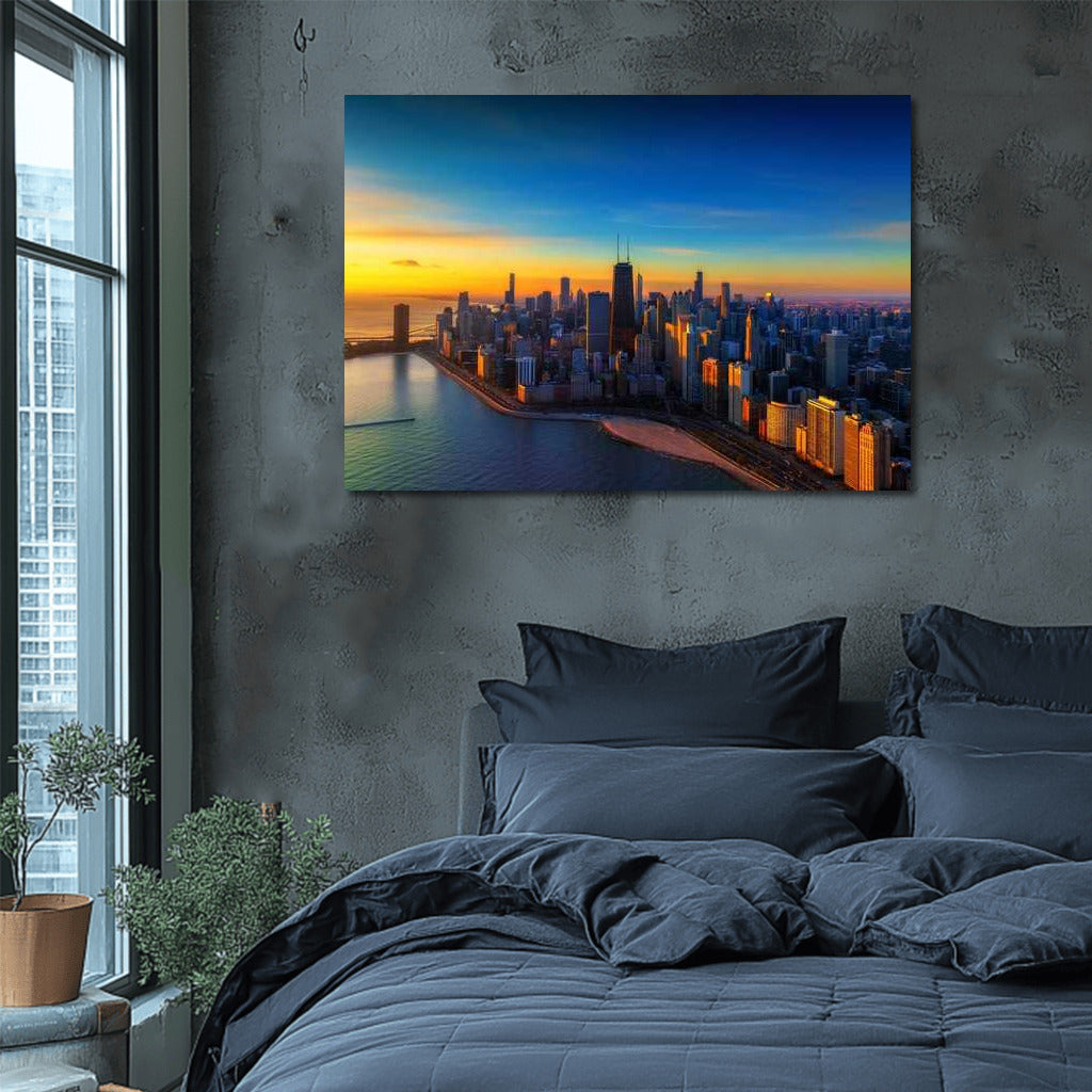 Chicago Sunset Glow: Evening Cityscape