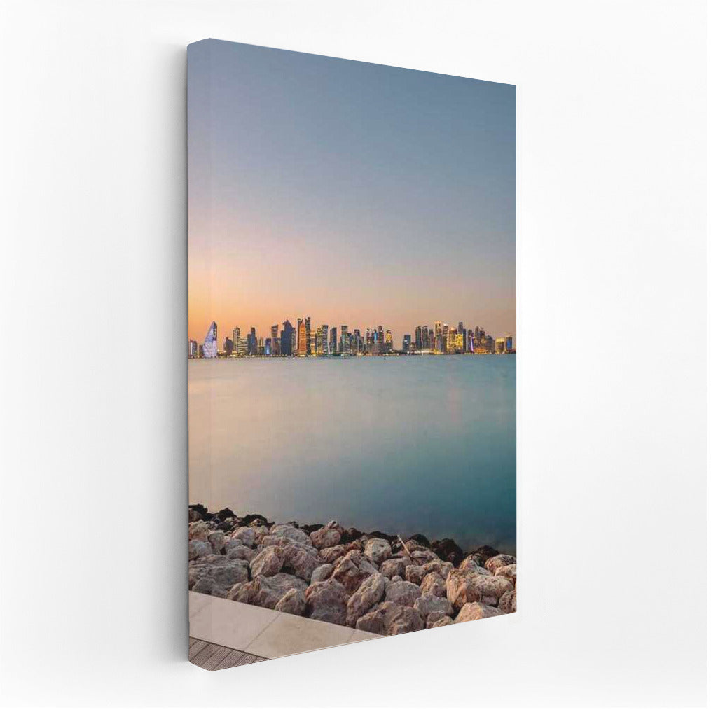 Pastel Sunset Over Doha: Modern Cityscape