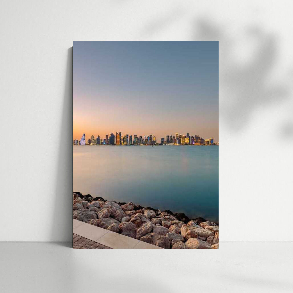 Pastel Sunset Over Doha: Modern Cityscape