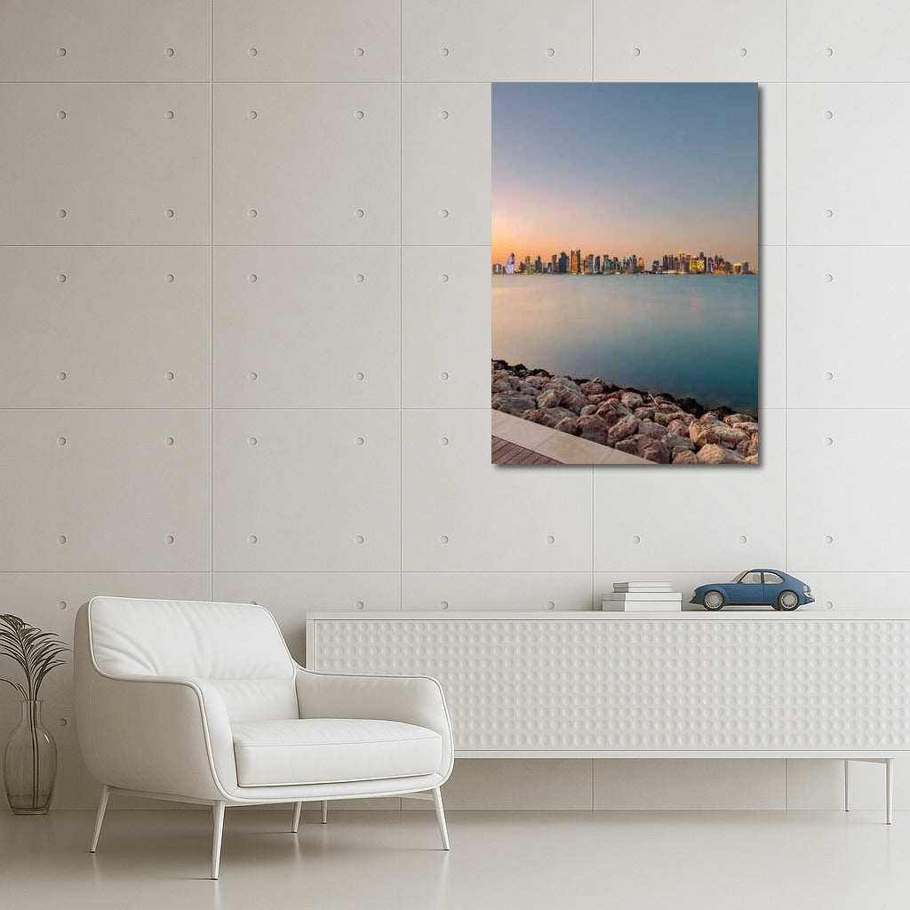Pastel Sunset Over Doha: Modern Cityscape