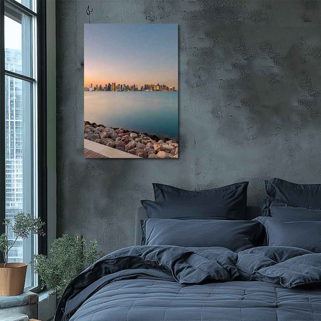 Pastel Sunset Over Doha: Modern Cityscape