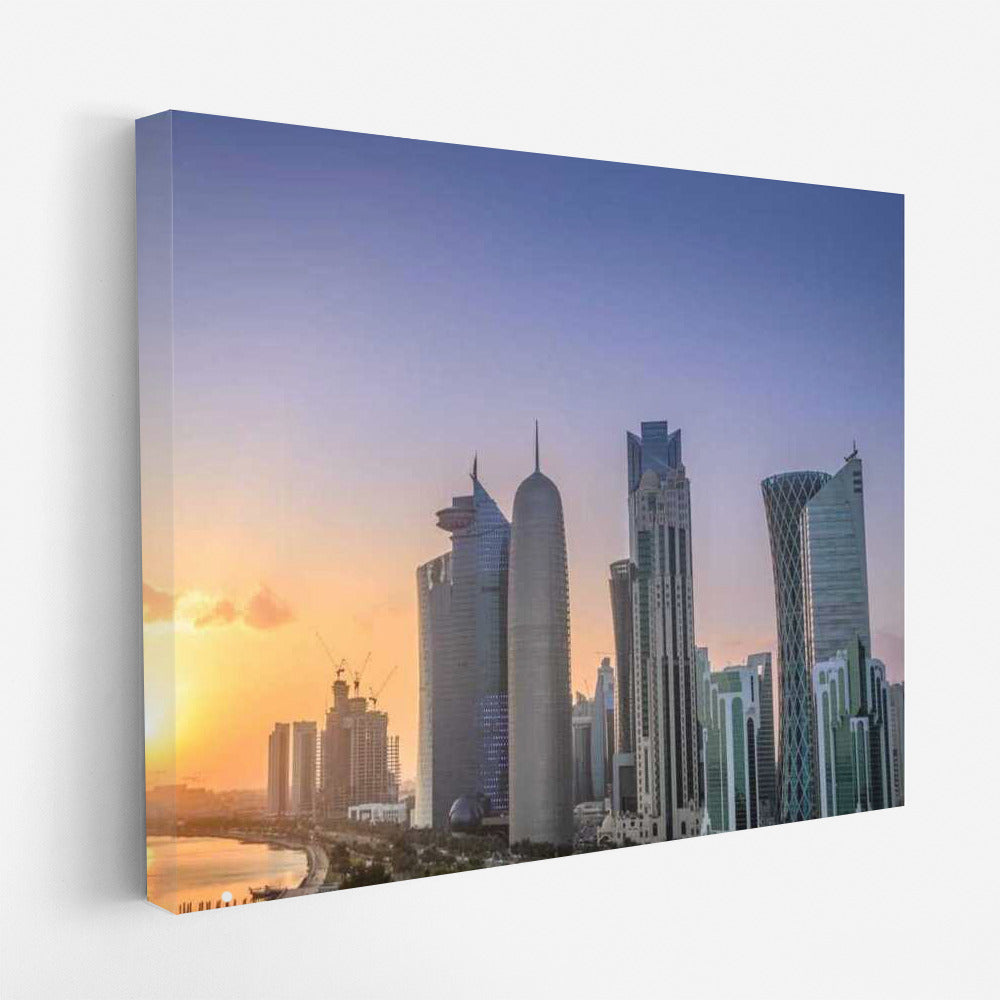 Sunset Symphony: Doha Skyline in the Evening Lights