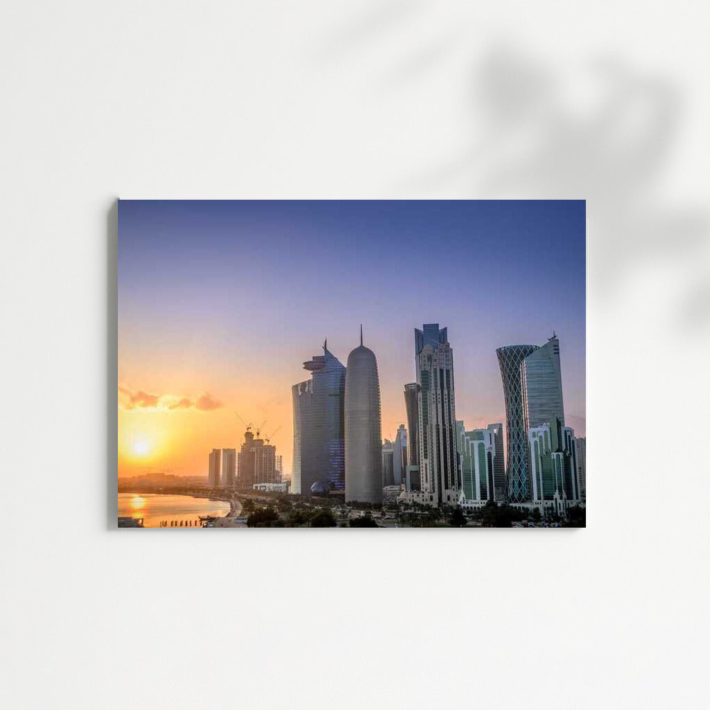 Sunset Symphony: Doha Skyline in the Evening Lights