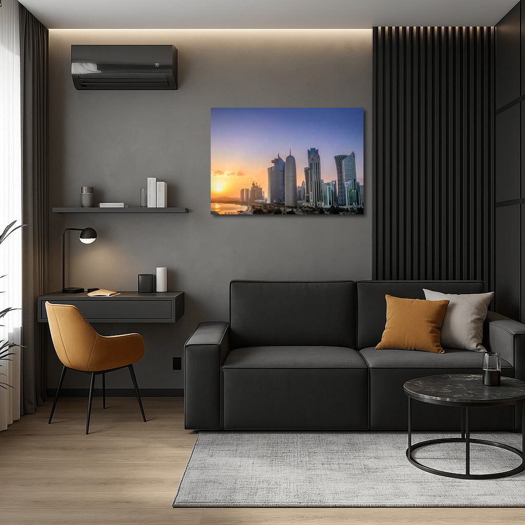 Sunset Symphony: Doha Skyline in the Evening Lights