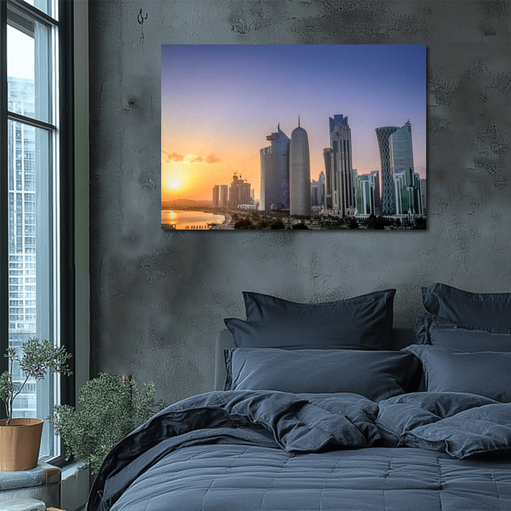 Sunset Symphony: Doha Skyline in the Evening Lights