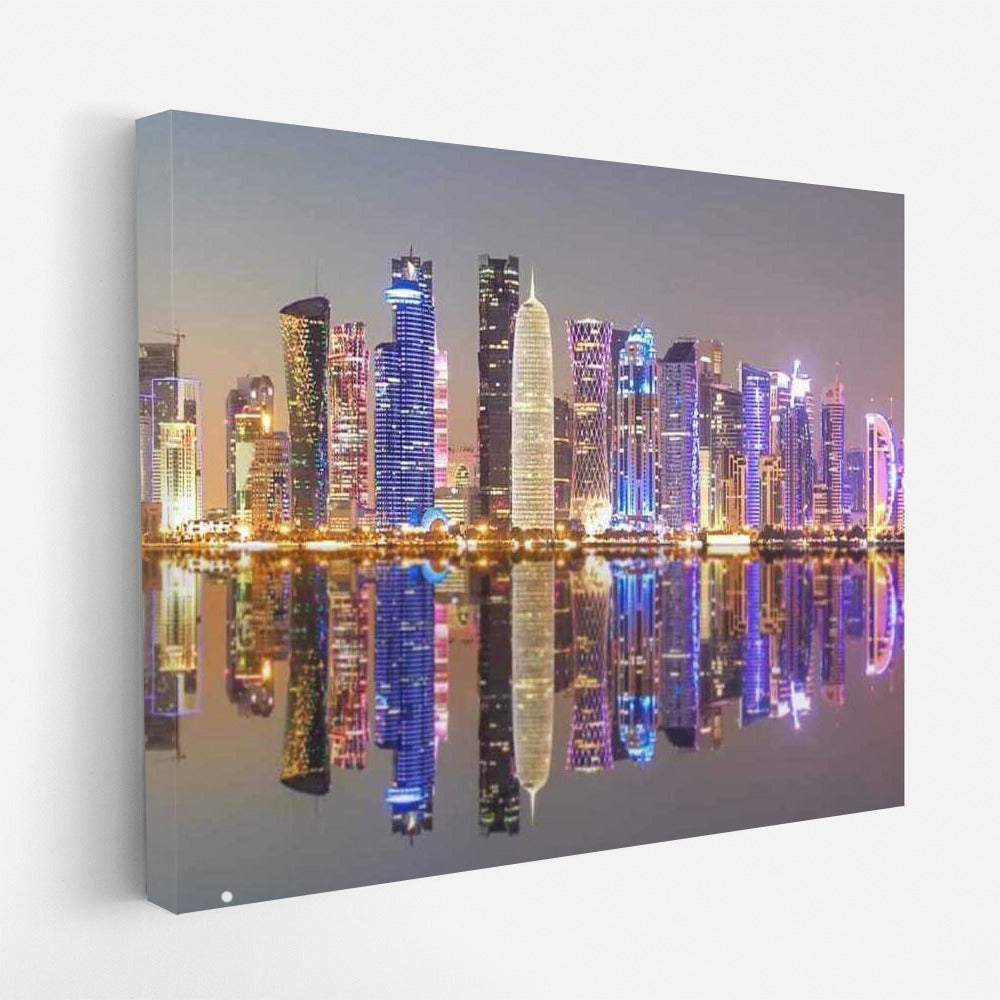 Doha Night Symphony: Silhouette and Reflection