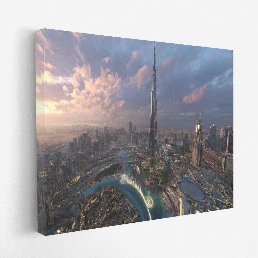 Dubai Sunset Silhouette: UAE City Panorama