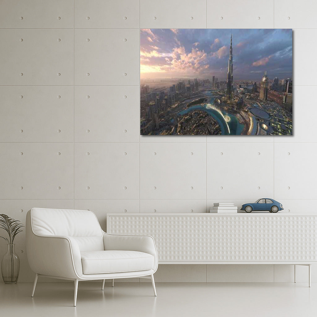 Dubai Sunset Silhouette: UAE City Panorama
