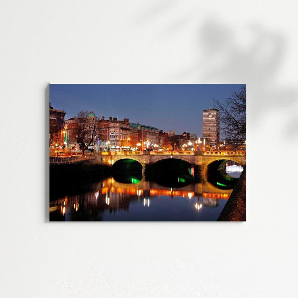 Dublin Evening Lights: Reflections of Bridges and City Lights