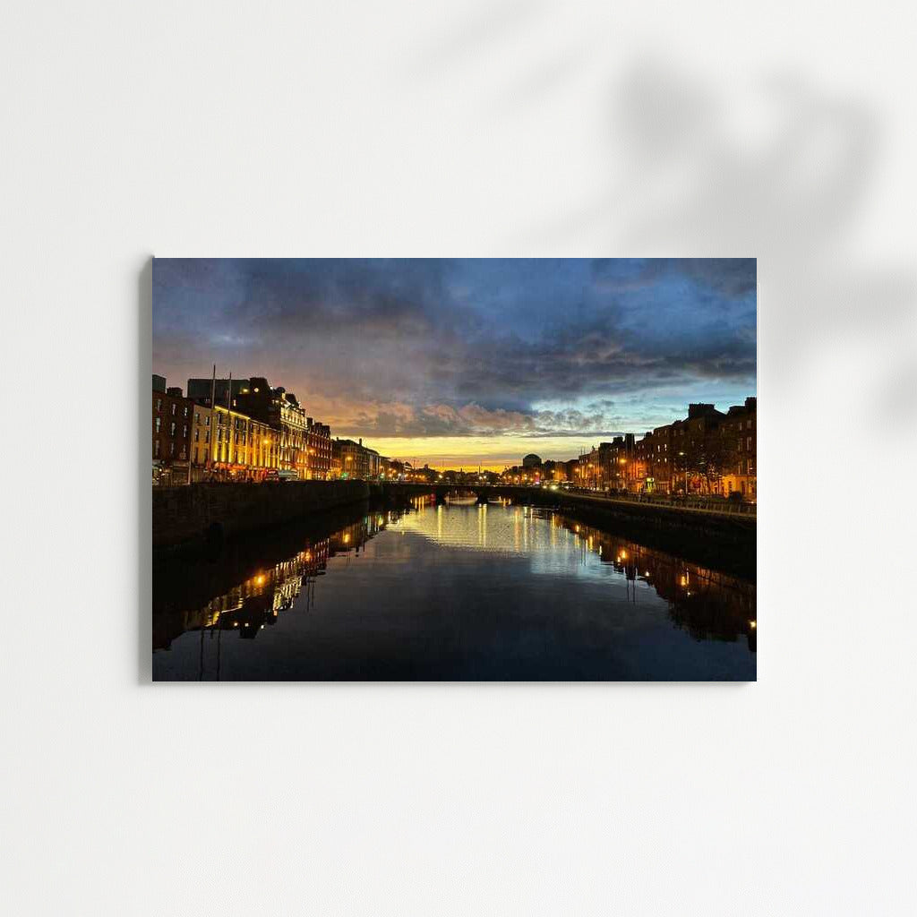 Dublin Evening Lights: City Silhouettes and Light Reflections
