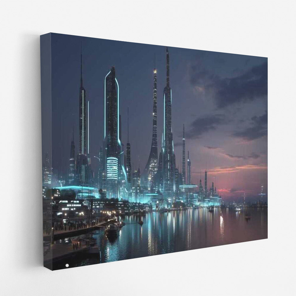 Skyscraper Glow: Night City of the Future