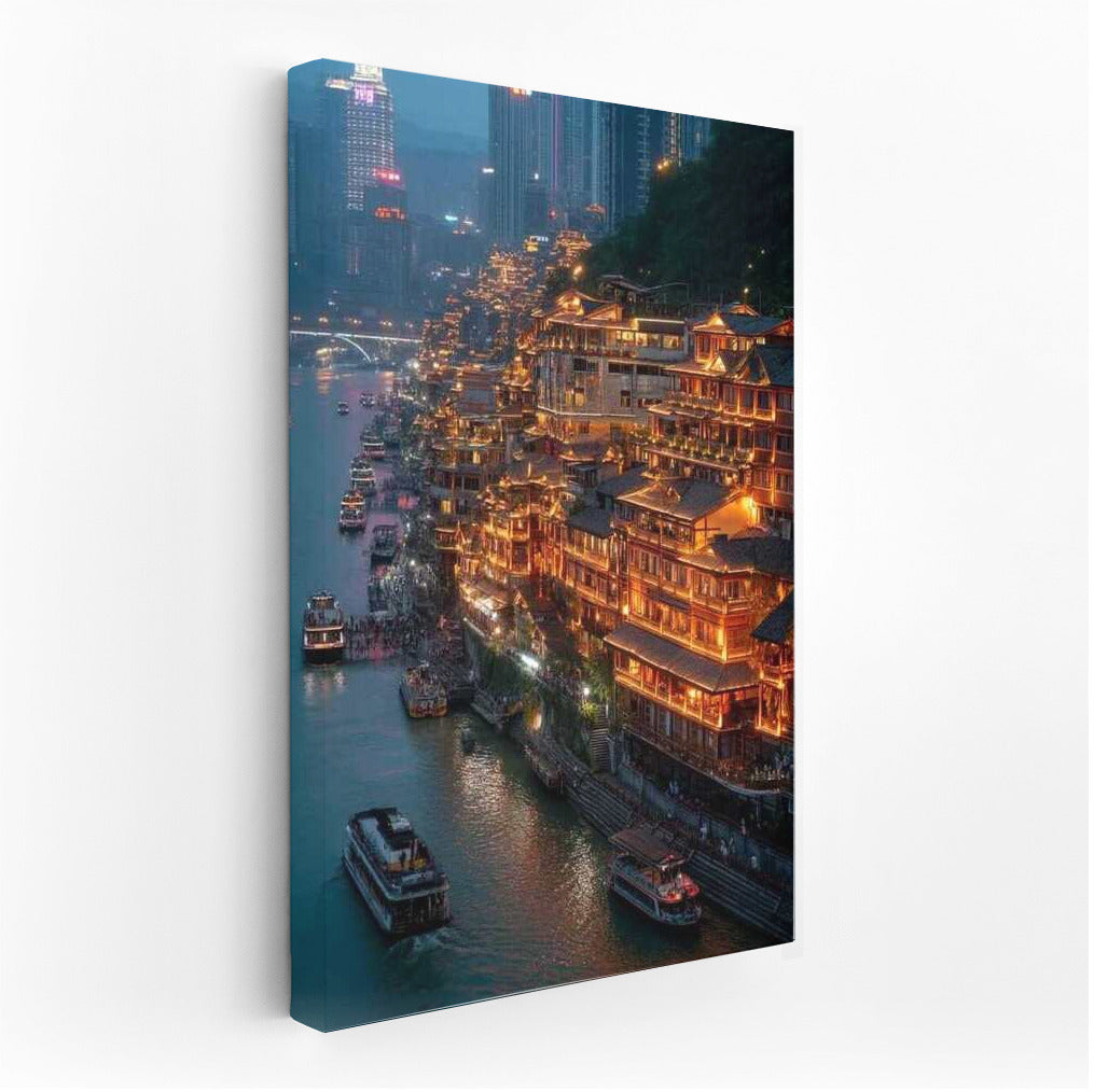 Hong Kong Night Magic: City Lights and Skyscraper Silhouettes