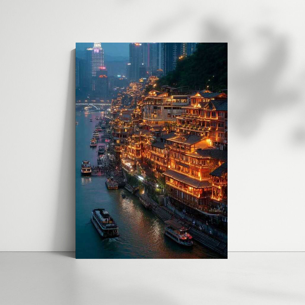 Hong Kong Night Magic: City Lights and Skyscraper Silhouettes