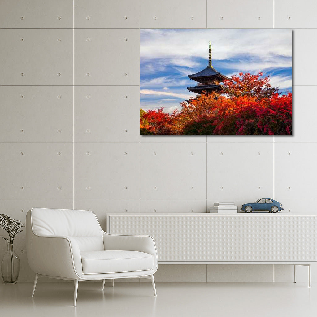 Kyoto Autumn Temple: Crimson Symphony