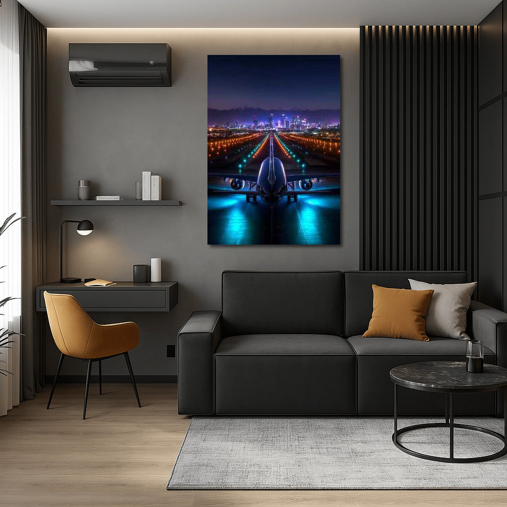 Las Vegas Night Takeoff Glow: The Energy of City Lights
